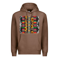 Chestnut cowhıde aztec serape wıth leopard and sunflowers brushstroke Premium Hoodie - Artiststas
