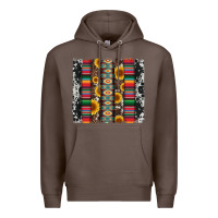 Coffee cowhıde aztec serape wıth leopard and sunflowers brushstroke Premium Hoodie - Artiststas