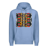 Colony Blue cowhıde aztec serape wıth leopard and sunflowers brushstroke Premium Hoodie - Artiststas