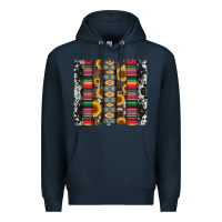Navy cowhıde aztec serape wıth leopard and sunflowers brushstroke Premium Hoodie - Artiststas