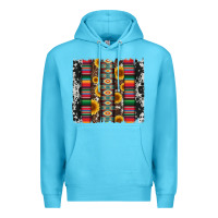 Ocean Blue cowhıde aztec serape wıth leopard and sunflowers brushstroke Premium Hoodie - Artiststas