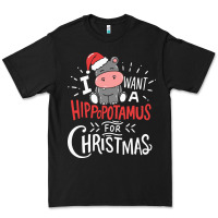 Black i want hippopotamus for christmas hippo xmas gift Premium Tee - linhVisuals