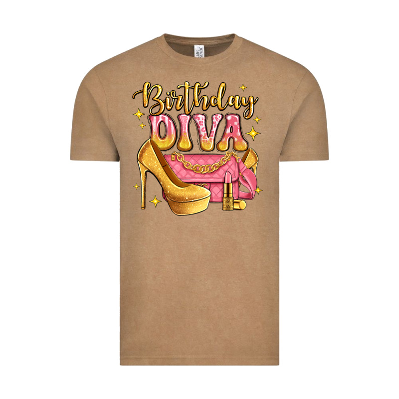 Birthday Diva Pink And Gold Glitter Vintage Tee by LillyAllenDesigns | Teevron