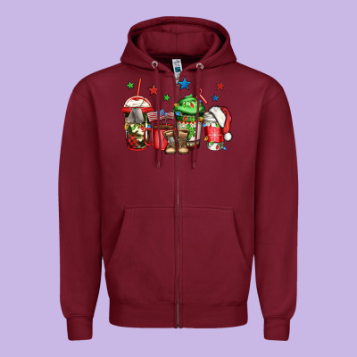 Army Christmas Coffee Zipper Hoodie Designed By Jasminsmagicworld