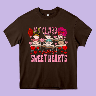 Valentine's Day My Class Is Full Of Sweet Hearts Heavy Core Tee Designed By Fadigitalartstudio