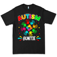 Black autistic auntie puzzle support family autism awareness sweatshirt Premium Tee - linhVisuals
