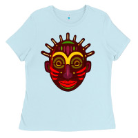 Baby Blue african masks 2 Ladies Tee - BundleAndBundleShop
