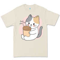 Bone Cat Drinking Coffee Kitten Kawaii Japanese Kitty Premium Tee - linhVisuals