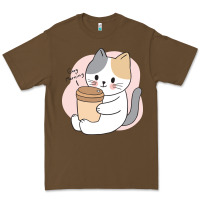 Cacao Cat Drinking Coffee Kitten Kawaii Japanese Kitty Premium Tee - linhVisuals