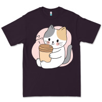 Plum Cat Drinking Coffee Kitten Kawaii Japanese Kitty Premium Tee - linhVisuals