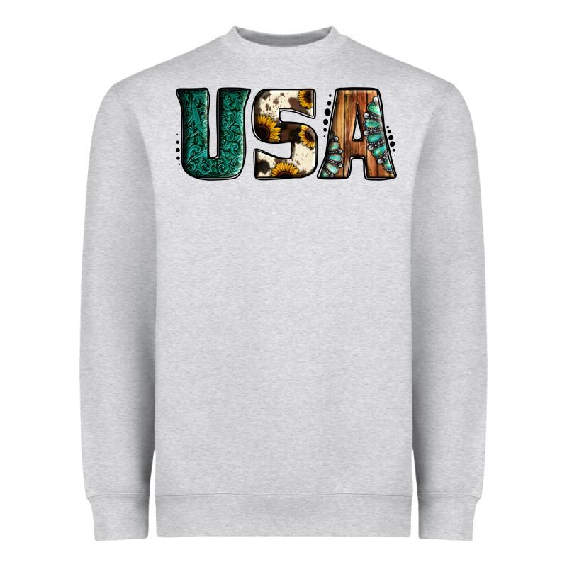 Usa Basic Bold Font Western Heavyweight Sweatshirt by Jasminsmagicworld | Teevron