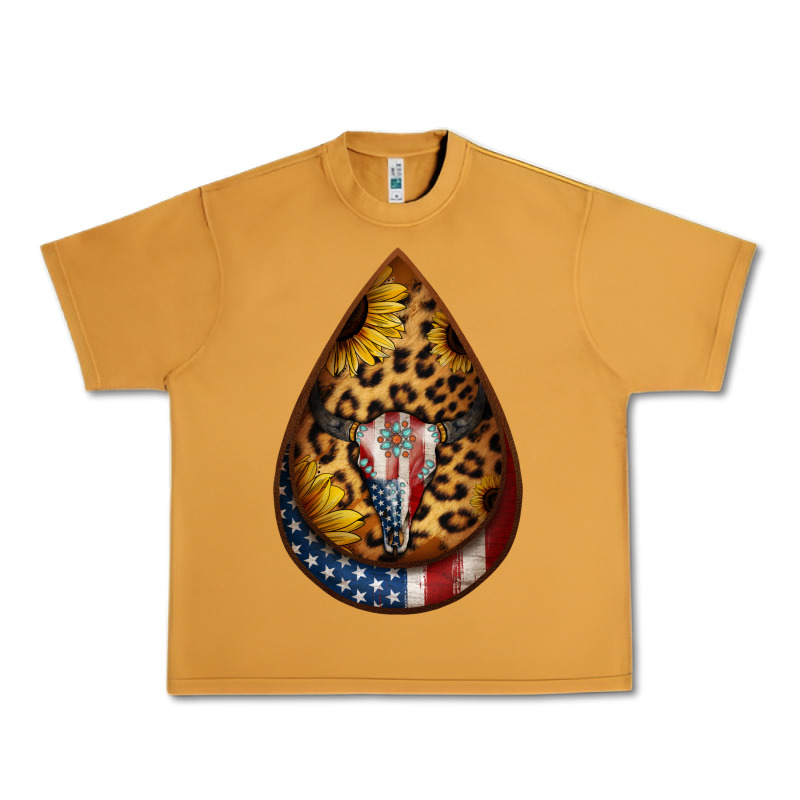 American Sunflower Bullskull Teardrop Earrings Urban Heavy Tee by Jasminsmagicworld | Teevron