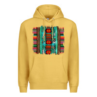 Antique Gold serape aztec leopard and turquoise glitter with gemstone brushstroke Premium Hoodie - Artiststas