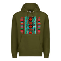Army Green serape aztec leopard and turquoise glitter with gemstone brushstroke Premium Hoodie - Artiststas