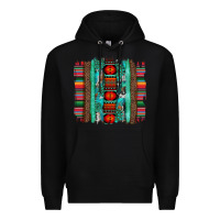 Black serape aztec leopard and turquoise glitter with gemstone brushstroke Premium Hoodie - Artiststas