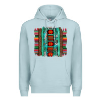 Blue Mist serape aztec leopard and turquoise glitter with gemstone brushstroke Premium Hoodie - Artiststas