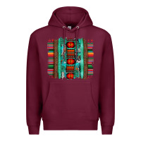 Burgundy serape aztec leopard and turquoise glitter with gemstone brushstroke Premium Hoodie - Artiststas