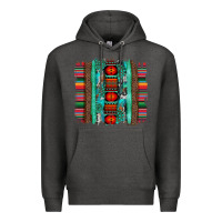 Charcoal Heather serape aztec leopard and turquoise glitter with gemstone brushstroke Premium Hoodie - Artiststas