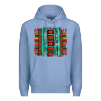 Colony Blue serape aztec leopard and turquoise glitter with gemstone brushstroke Premium Hoodie - Artiststas