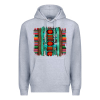 Heather Grey serape aztec leopard and turquoise glitter with gemstone brushstroke Premium Hoodie - Artiststas