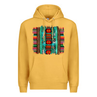 Mustard serape aztec leopard and turquoise glitter with gemstone brushstroke Premium Hoodie - Artiststas