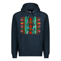 Navy serape aztec leopard and turquoise glitter with gemstone brushstroke Premium Hoodie - Artiststas