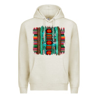 Oatmeal Heather serape aztec leopard and turquoise glitter with gemstone brushstroke Premium Hoodie - Artiststas