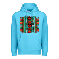 Ocean Blue serape aztec leopard and turquoise glitter with gemstone brushstroke Premium Hoodie - Artiststas