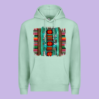 Serape Aztec Leopard And Turquoise Glitter With Gemstone Brushstroke Premium Hoodie Designed By Artiststas