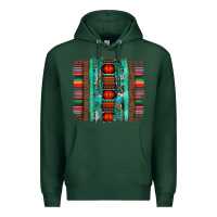 Sports Green serape aztec leopard and turquoise glitter with gemstone brushstroke Premium Hoodie - Artiststas