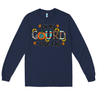 Navy oh my gourd i love fall Long Sleeve Tee - CowhideDigitalArt