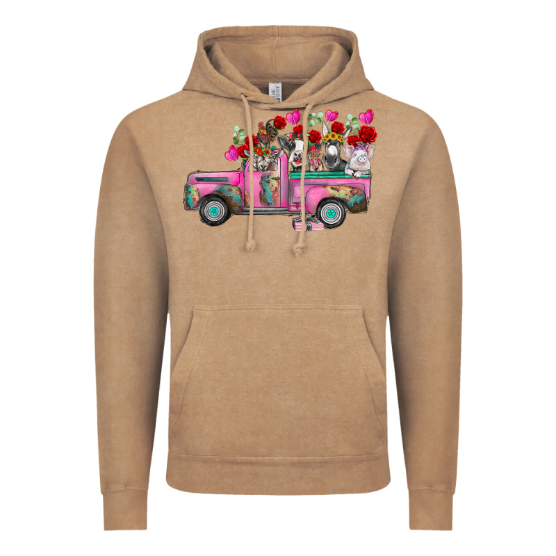 Farm Animals Valentine Truck Vintage Hoodie by RacoonDesign | Teevron