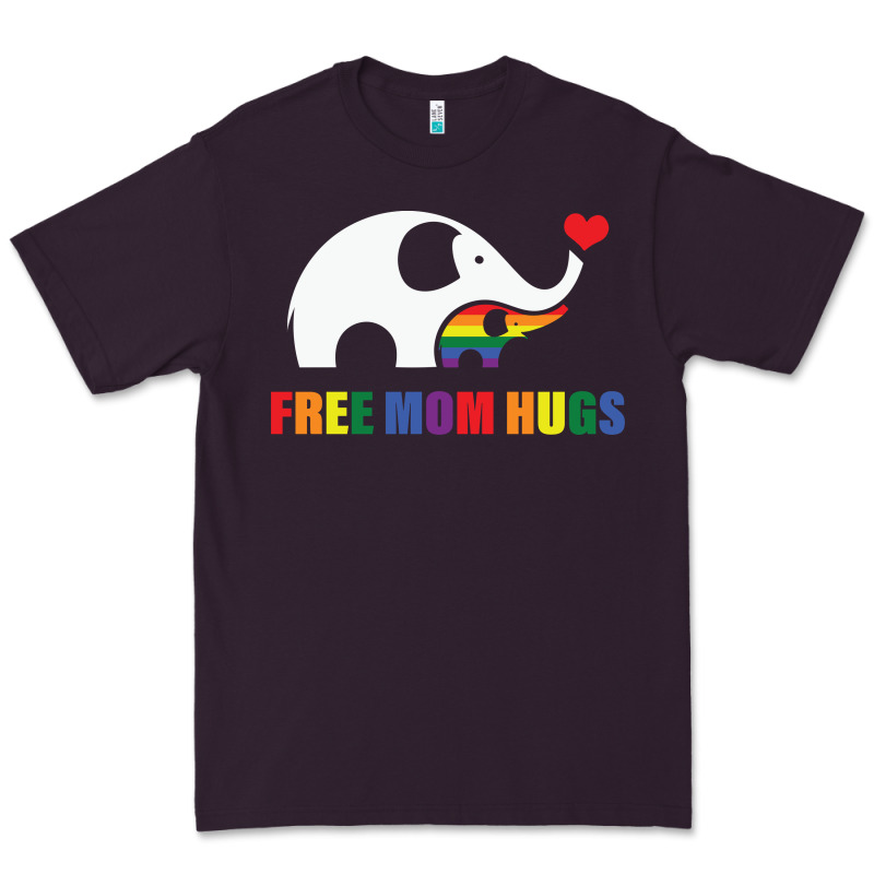 Free Mom Hugs Pride Elephant Rainbow Premium Tee by linhVisuals | Teevron