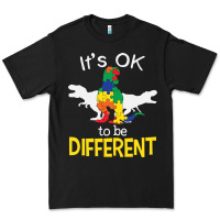 Black it’s ok to be different autism dinosaur Premium Tee - linhVisuals