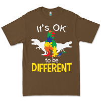 Cacao it’s ok to be different autism dinosaur Premium Tee - linhVisuals