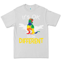 Dove Grey it’s ok to be different autism dinosaur Premium Tee - linhVisuals