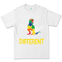White it’s ok to be different autism dinosaur Premium Tee - linhVisuals
