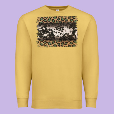 Leopard Cowhide Pattern Background Premium Sweatshirt Designed By Jasminsmagicworld