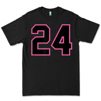 Black number 24 sports jersey athlete fan pink black lucky number t shirt Premium Tee - linhVisuals