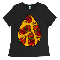 Black african masks teardrop  5 Ladies Tee - BundleAndBundleShop