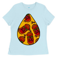 Baby Blue african masks teardrop  5 Ladies Tee - BundleAndBundleShop
