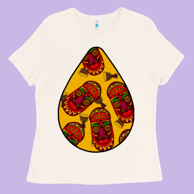 African Masks Teardrop  5 Ladies Tee Designed By Bundleandbundleshop