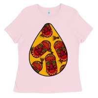 Bubblegum Pink african masks teardrop  5 Ladies Tee - BundleAndBundleShop