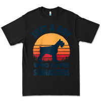 Black schnauzer just a boy who loves dogs men retro vintage sunset raglan ba Premium Tee - linhVisuals