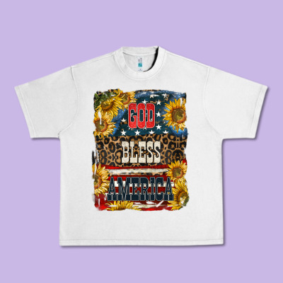 Western God Bless America 4th Of July Urban Heavy Tee Designed By Lillyallendesigns