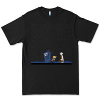 Black newcalvin and hobbes night star tardis Premium Tee - linhVisuals