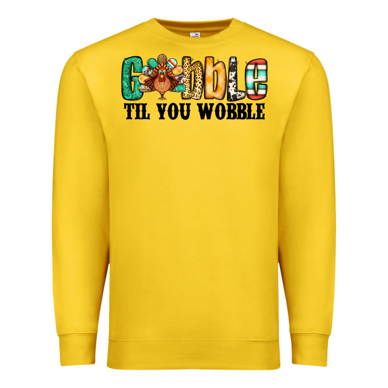 Gobble Til You Wobble Thanksgiving Turkey Premium Sweatshirt by Jasminsmagicworld | Teevron