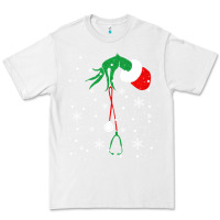 White newchristmas grinch hand holding a stethoscope Premium Tee - linhVisuals