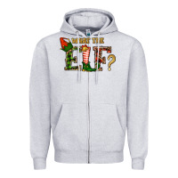 Heather Grey What The Elf Christmas Zipper Hoodie - RanaPortraitStore