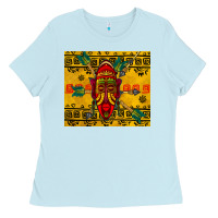 Baby Blue african mask tumbler Ladies Tee - BundleAndBundleShop